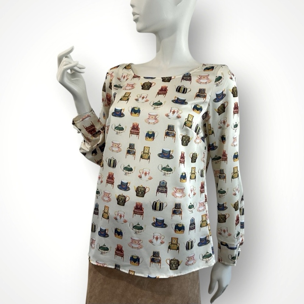 NWOT Talbots High Tea Print Blouse